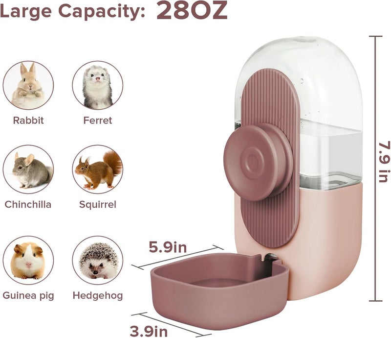 Kenond 28oz Hanging Automatic Rabbit Water Bottle, Guinea Pig Water Bottle No Drip, Gravity Water Dispenser for Cage, Suitable for Guinea Pig, Bunny, Hamsters and Other Small Animals(Pink) - Image 4